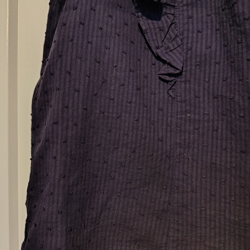 JCrew Women's Navy Ruffle Top - Picture 4 of 5